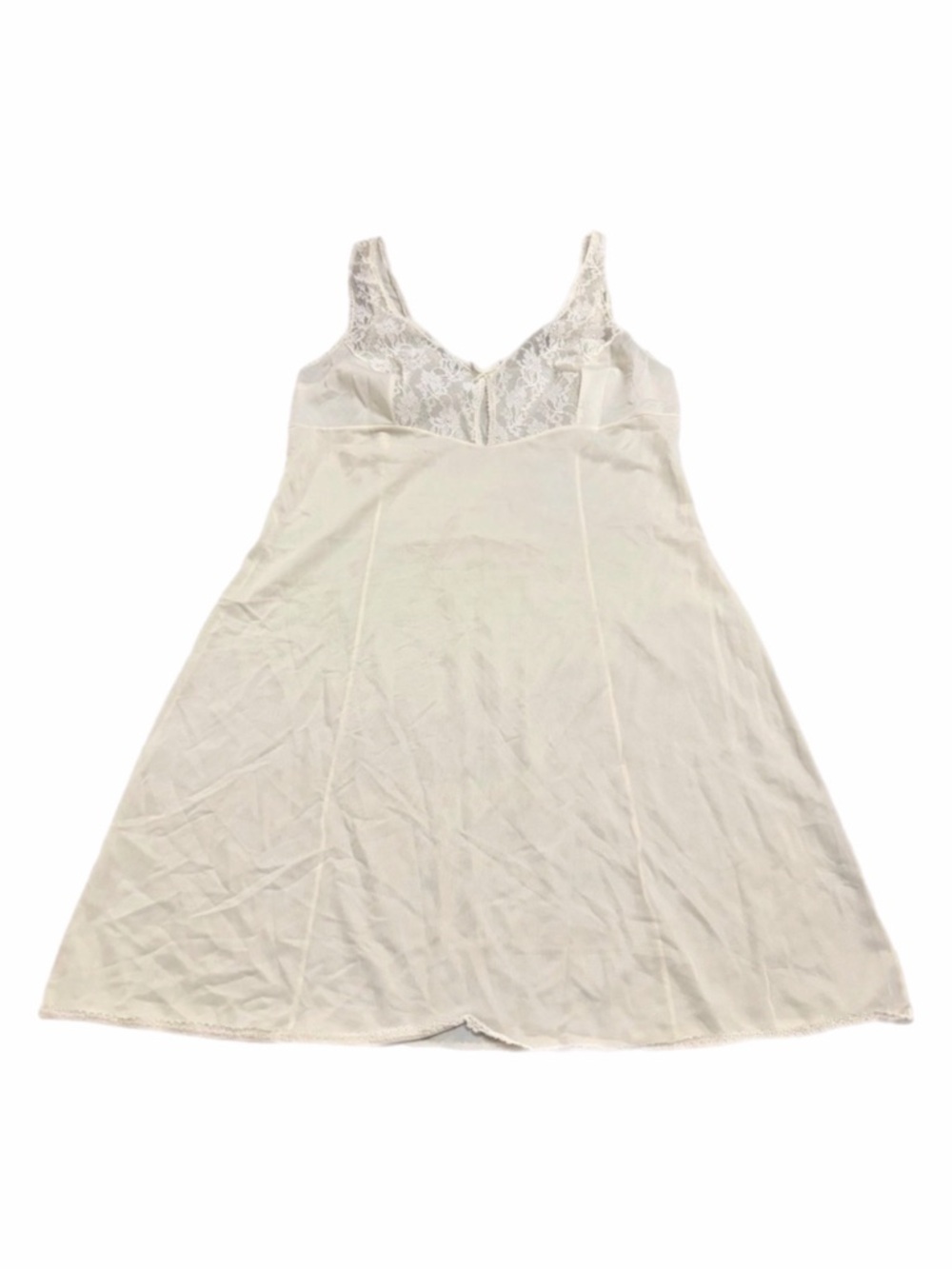 70s European Vintage Triumph Silky Lace Bust Midi Slip Dress (Ivory/Cream)Size M